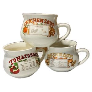 Vintage Soup Recipe Mugs Set